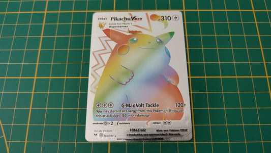 Pikachu Vmax carte illustration Pokémon cosplay couleur argent anglaise #SP