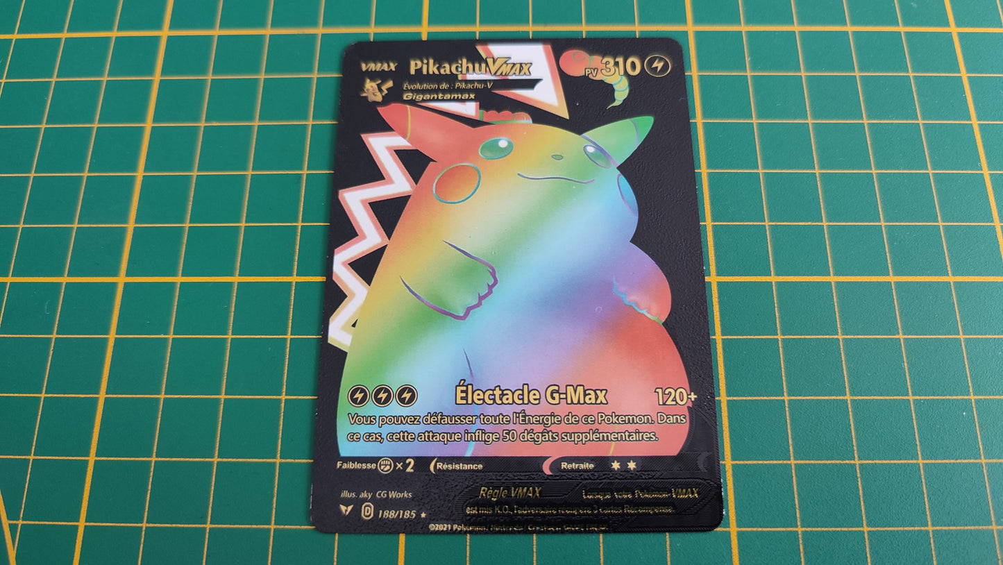 Pikachu Vmax carte illustration Pokémon cosplay couleur noir française #C18