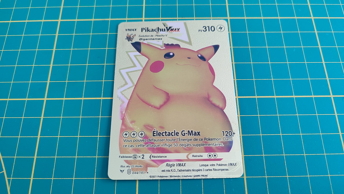 Pikachu Vmax carte illustration Pokémon cosplay couleur or française #C17-2