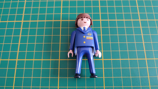 Pilote homme uniforme bleu cheveux bruns 30009370 pièce détachée Playmobil #C90