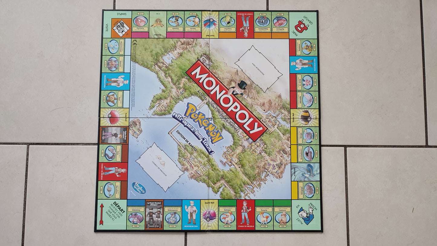 Plateau de jeu pièce détachée jeu de société Monopoly Pokémon édition de Kanto #C43