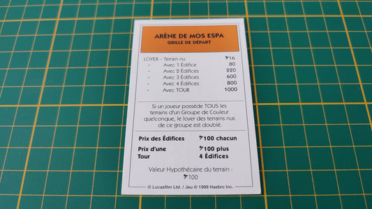 Propriété Arène de Mos Espa Grille de départ pièce détachée jeu de société Monopoly Star Wars épisode 1 #A81