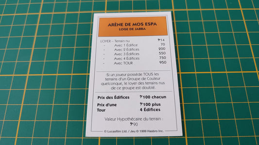 Propriété Arène de Mos Espa Loge de Jabba pièce détachée jeu de société Monopoly Star Wars épisode 1 #A81