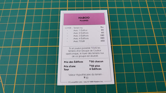 Propriété Naboo plaines pièce détachée jeu de société Monopoly Star Wars épisode 1 #A81