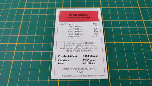 Propriété Otoh Gunga Sous-marin Gungan pièce détachée jeu de société Monopoly Star Wars épisode 1 #A81