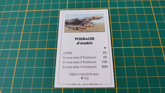 Propriété Podracer d'Anakin pièce détachée jeu de société Monopoly Star Wars épisode 1 #A81