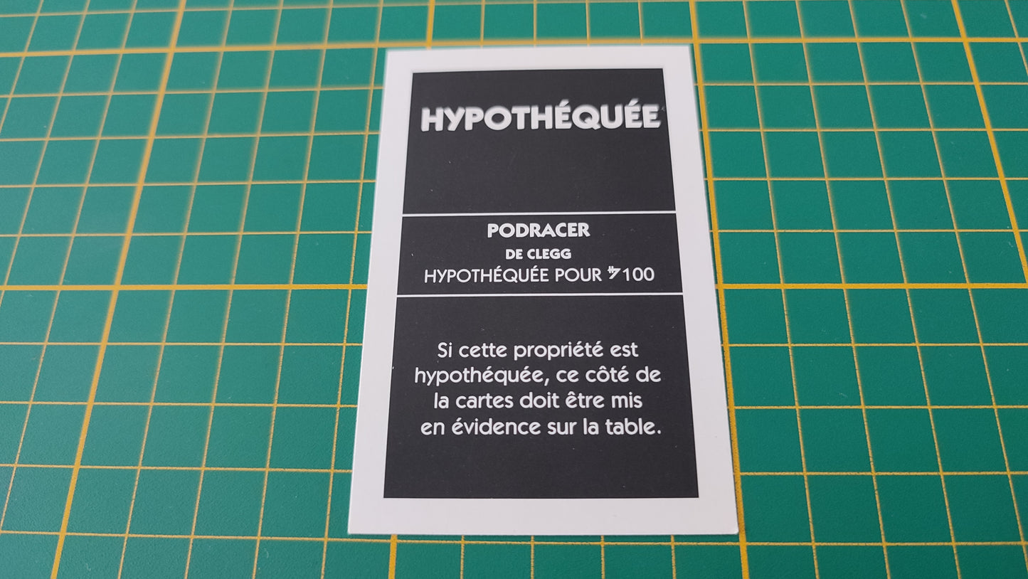 Propriété Podracer de Clegg pièce détachée jeu de société Monopoly Star Wars épisode 1 #A81