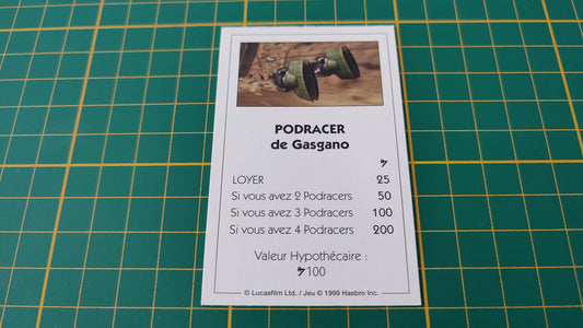 Propriété Podracer de Gasgano pièce détachée jeu de société Monopoly Star Wars épisode 1 #A81