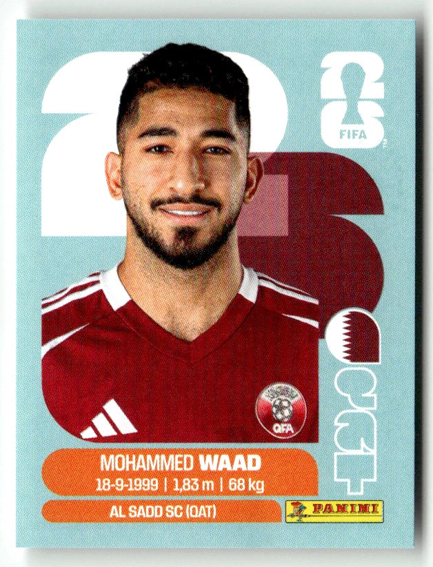 QAT 14 Mohammed Waad - Sticker autocollant Panini Coupe du Monde FIFA 2026 Quatar - Pièce détachée