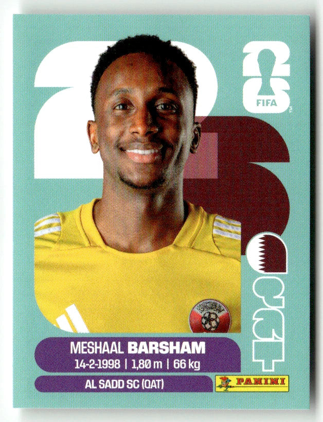 QAT 2 Meshaal Barsham - Sticker autocollant Panini Coupe du Monde FIFA 2026 Quatar - Pièce détachée