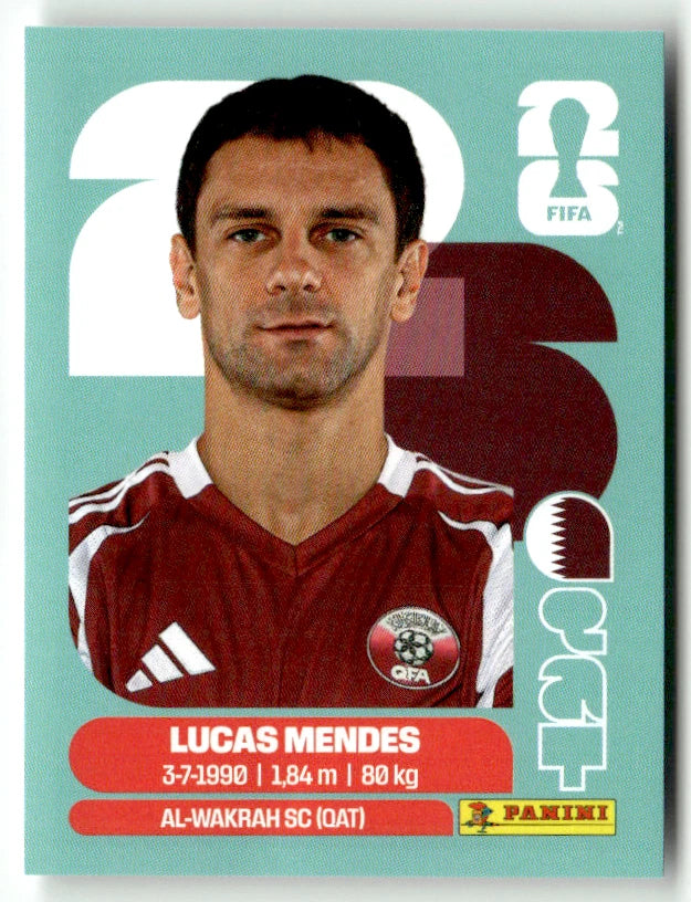QAT 4 Lucas Mendes - Sticker autocollant Panini Coupe du Monde FIFA 2026 Quatar - Pièce détachée