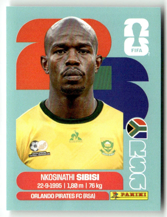 RSA 10 Nkosinathi Sibisi - Sticker autocollant Panini Coupe du Monde FIFA 2026 Afrique du Sud - Pièce détachée