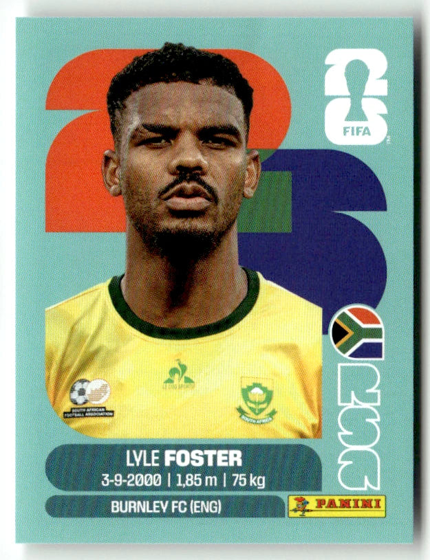 RSA 17 Lyle Foster - Sticker autocollant Panini Coupe du Monde FIFA 2026 Afrique du Sud - Pièce détachée