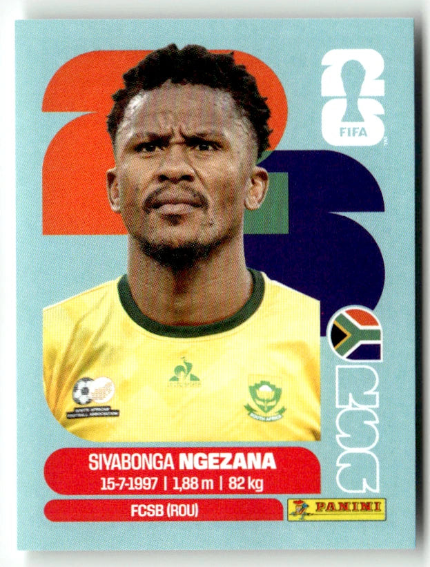 RSA 8 Siyabonga Ngezana - Sticker autocollant Panini Coupe du Monde FIFA 2026 Afrique du Sud - Pièce détachée (Copie)