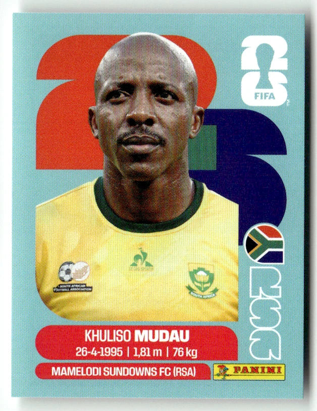 RSA 9 Khuliso Mudau - Sticker autocollant Panini Coupe du Monde FIFA 2026 Afrique du Sud - Pièce détachée