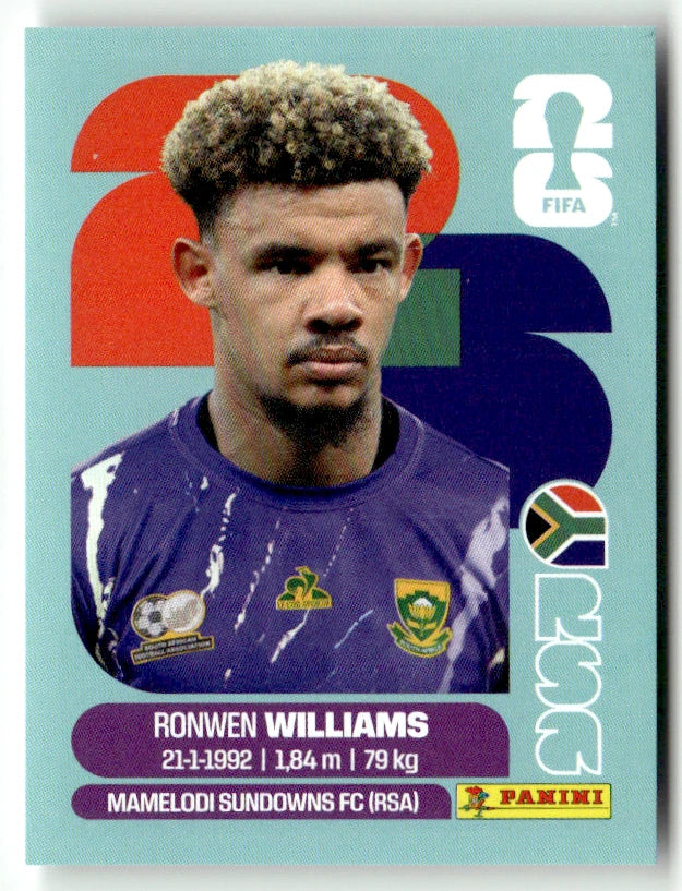 Rsa 2 Ronwen Williams - Sticker autocollant Panini Coupe du Monde FIFA 2026 Afrique du Sud - Pièce détachée