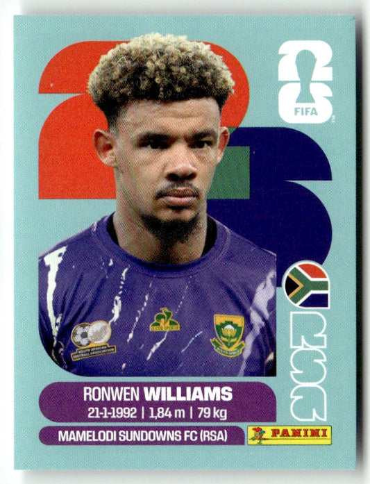 Rsa 2 Ronwen Williams - Sticker autocollant Panini Coupe du Monde FIFA 2026 Afrique du Sud - Pièce détachée