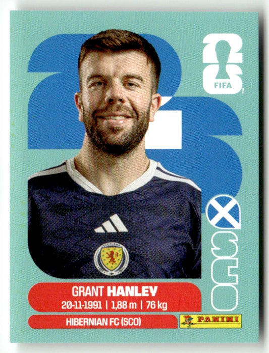 SCO 10 Grant Hanley - Sticker autocollant Panini Coupe du Monde FIFA 2026 Écosse - Pièce détachée