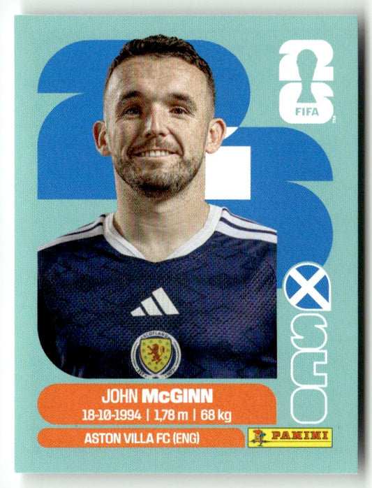 SCO 17 John McGinn - Sticker autocollant Panini Coupe du Monde FIFA 2026 Ecosse - Pièce détachée