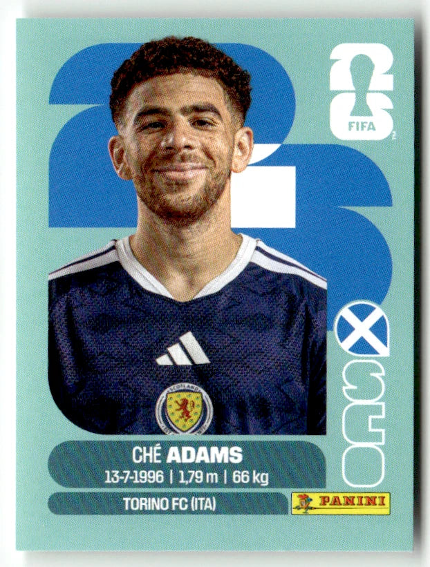 SCO 19 Che Adams - Sticker autocollant Panini Coupe du Monde FIFA 2026 Écosse - Pièce détachée