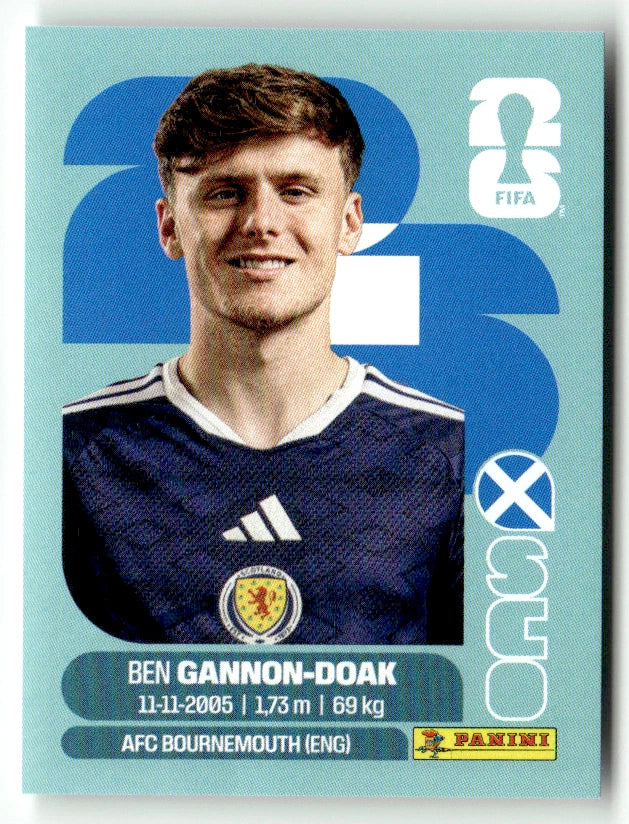 SCO 20 Ben Gannon-Doak - Sticker autocollant Panini Coupe du Monde FIFA 2026 Écosse - Pièce détachée