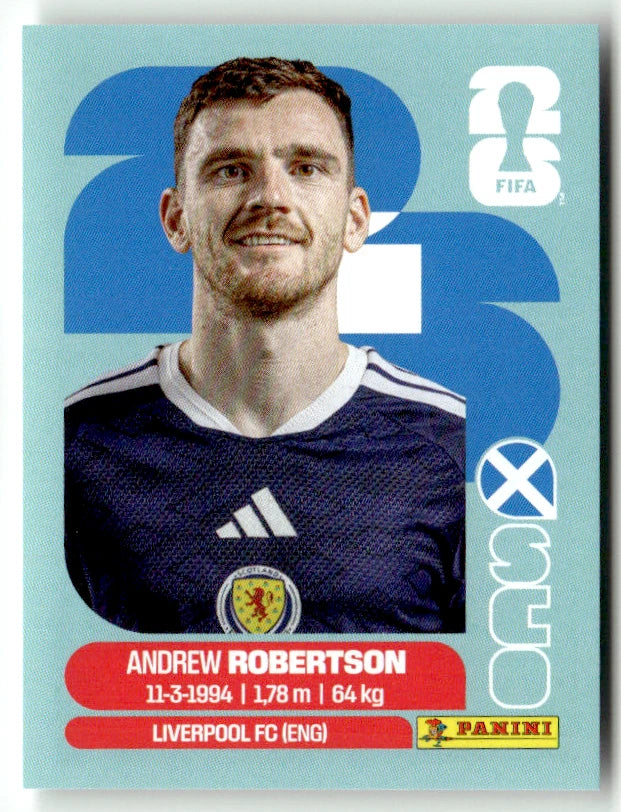 SCO 6 Andrew ROBERTSON - Sticker autocollant Panini Coupe du Monde FIFA 2026 Écosse - Pièce détachée