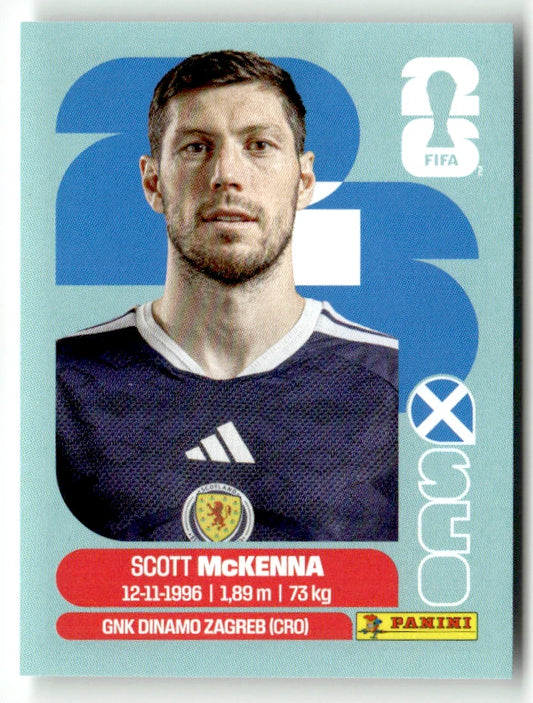 SCO 7 Scott McKENNA - Sticker autocollant Panini Coupe du Monde FIFA 2026 Écosse - Pièce détachée