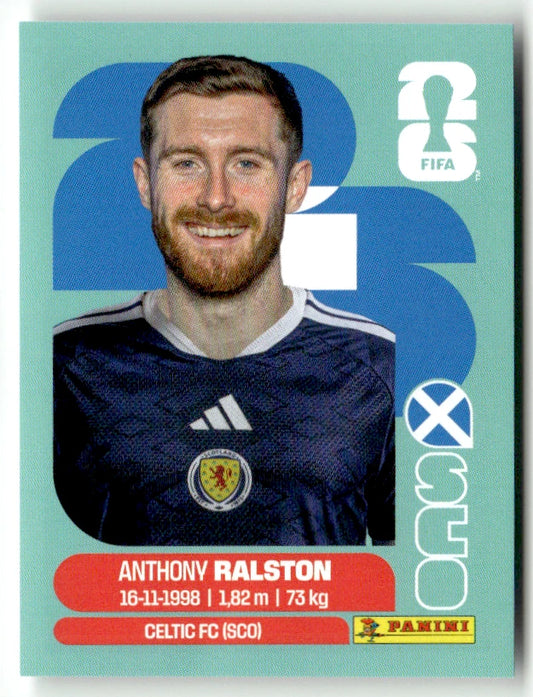 SCO 9 Anthony Ralston - Sticker autocollant Panini Coupe du Monde FIFA 2026 Ecosse - Pièce détachée