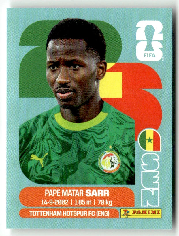 SEN 10 Pape Matar Sarr - Sticker autocollant Panini Coupe du Monde FIFA 2026 Sénégal - Pièce détachée