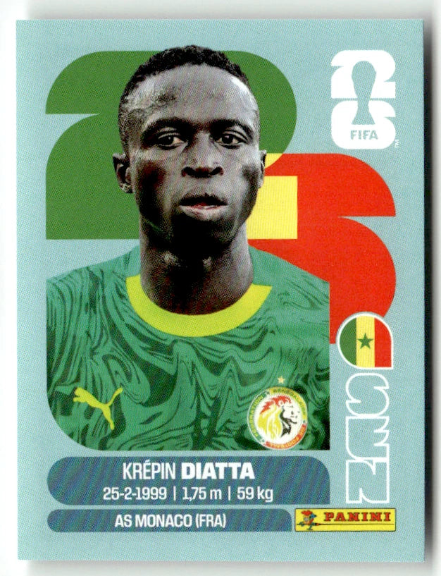 SEN 20 Krepin Diatta - Sticker autocollant Panini Coupe du Monde FIFA 2026 Sénégal - Pièce détachée