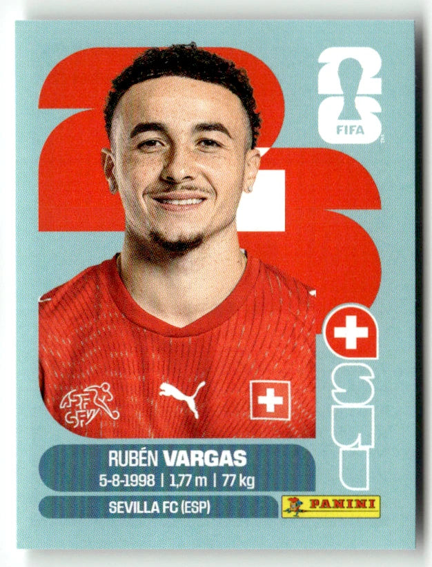SUI 18 Ruben Vargas - Sticker autocollant Panini Coupe du Monde FIFA 2026 Suisse - Pièce détachée