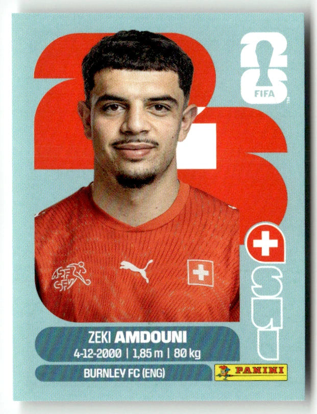 SUI 20 Zeki Amdouni - Sticker autocollant Panini Coupe du Monde FIFA 2026 Suisse - Pièce détachée