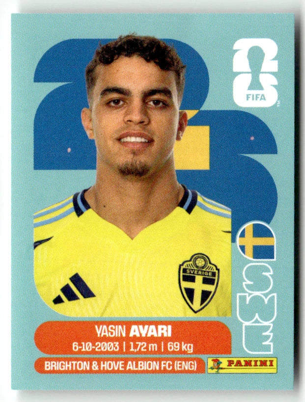 SWE 11 Yasin Ayari - Sticker autocollant Panini Coupe du Monde FIFA 2026 Suède - Pièce détachée