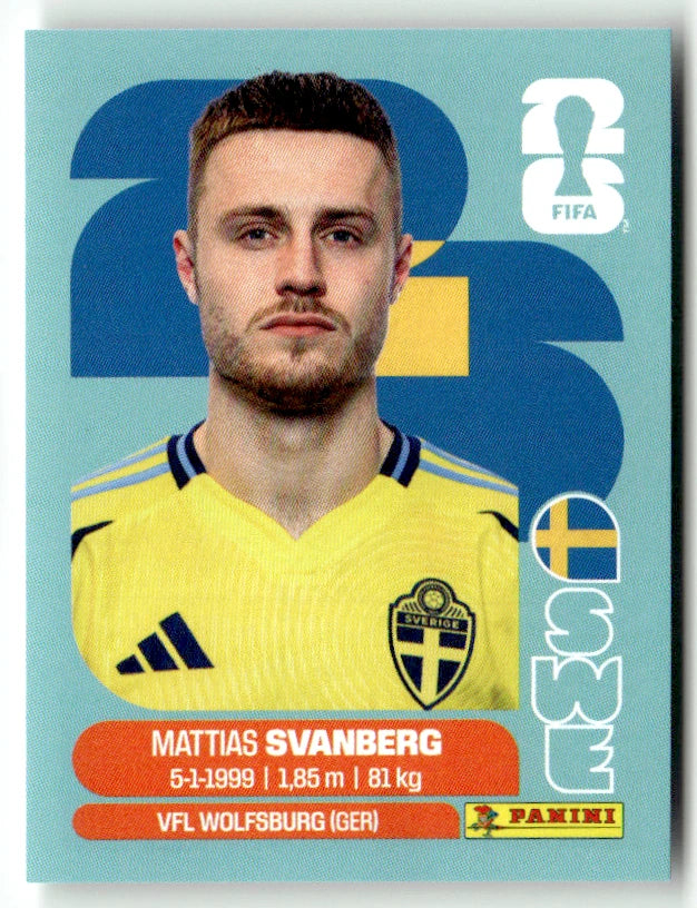 SWE 12 Mattias Svanberg - Sticker autocollant Panini Coupe du Monde FIFA 2026 Suède - Pièce détachée