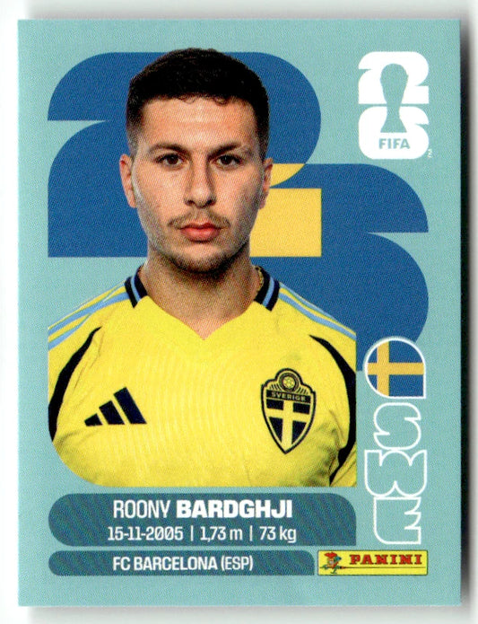 SWE 16 Roony Bardghji - Sticker autocollant Panini Coupe du Monde FIFA 2026 Suède - Pièce détachée