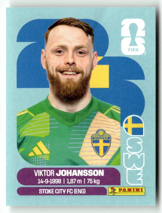 SWE 2 Viktor Johansson - Sticker autocollant Panini Coupe du Monde FIFA 2026 Suède - Pièce détachée