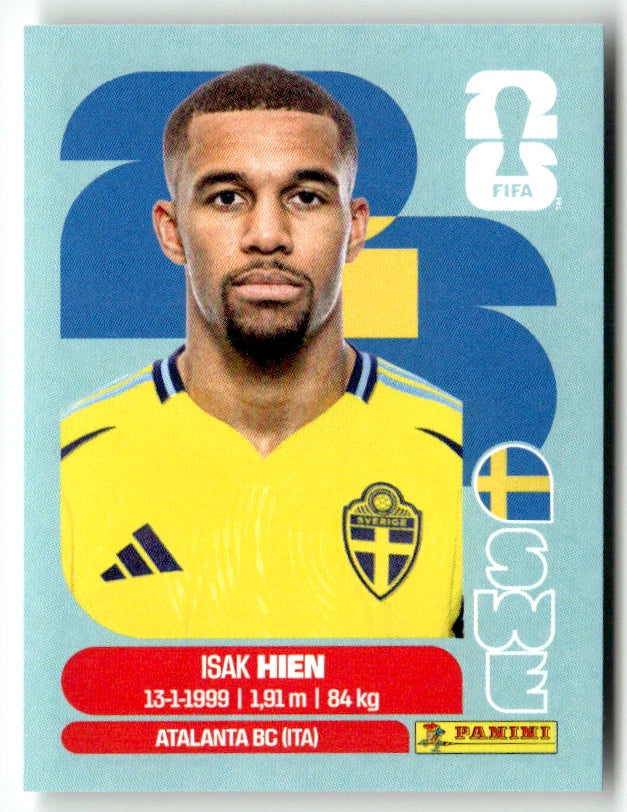 SWE 3 Isak Hien - Sticker autocollant Panini Coupe du Monde FIFA 2026 Suède - Pièce détachée
