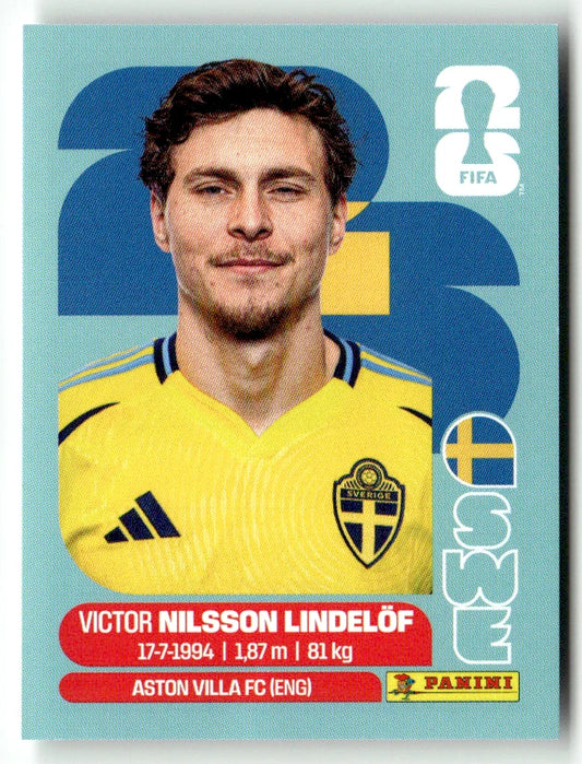 SWE 6 Victor NILSSON LINDELOF - Sticker autocollant Panini Coupe du Monde FIFA 2026 Suède - Pièce détachée