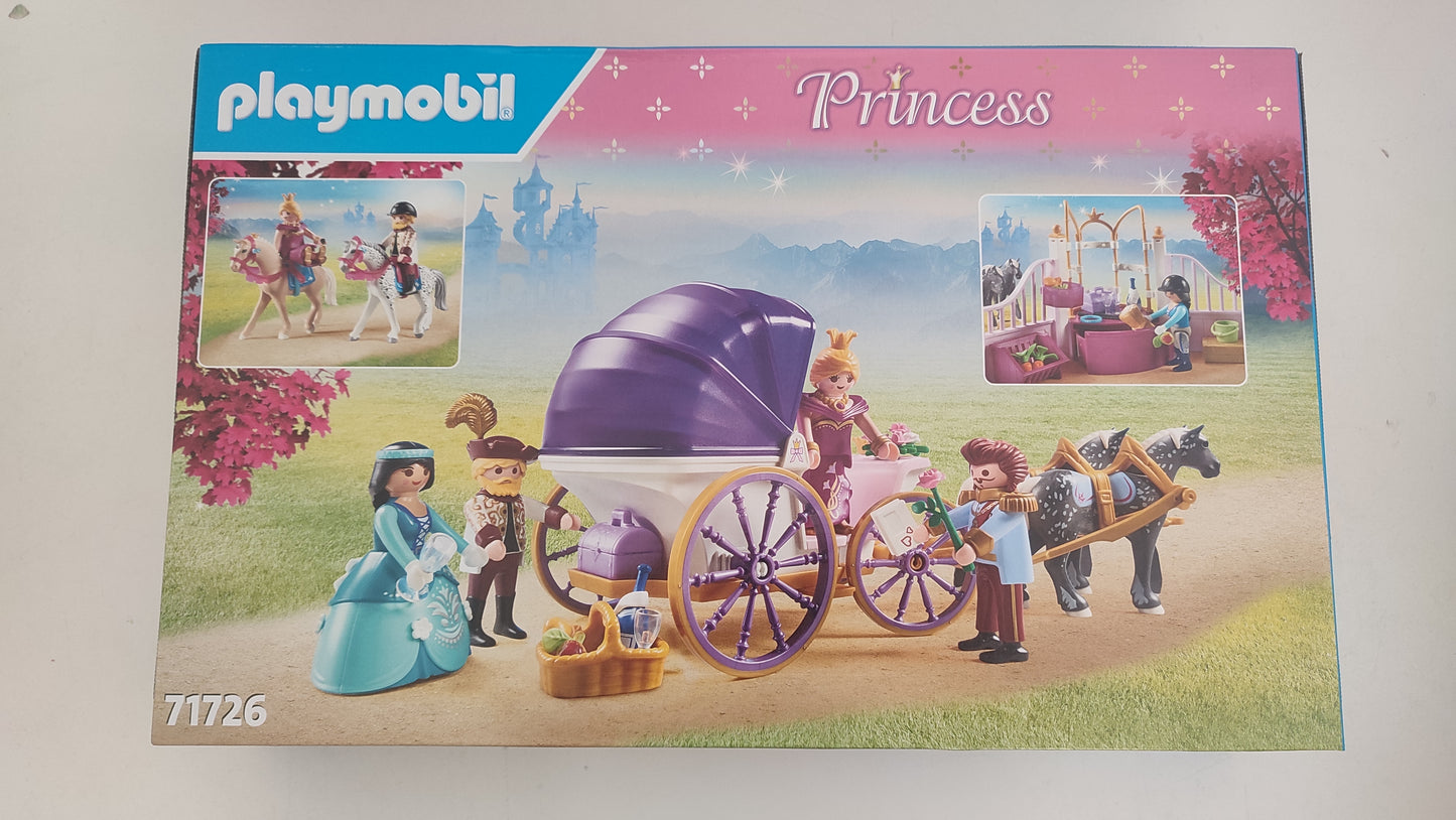 Boite complète Set Playmobil numéro 71726 intitulé Calèche avec princesses et école d'équitation #SP