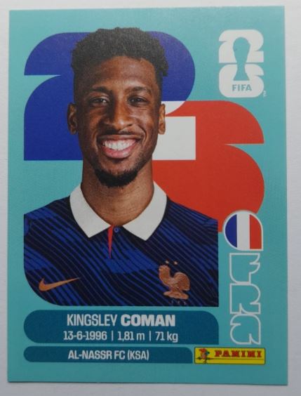 Sticker autocollant Panini FRA 18 Kingsley Coman - Équipe de France - Coupe du Monde FIFA 2026 - Pièce détachée