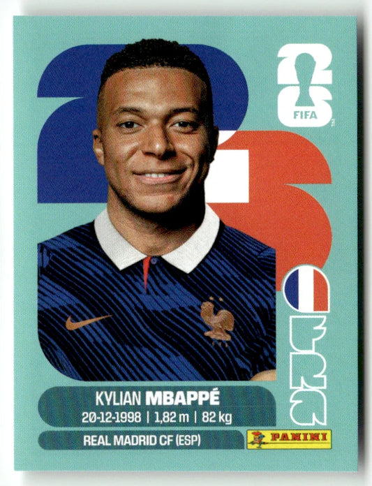 Sticker autocollant Panini FRA 20 Kylian Mbappé - Équipe de France - Coupe du Monde FIFA 2026 - Pièce détachée