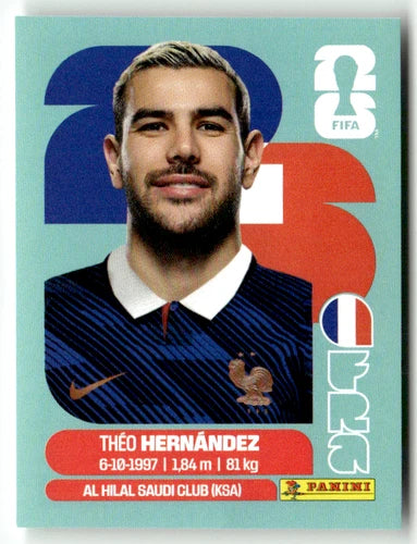 Sticker autocollant Panini FRA 3 Theo Hernandez pièce détachée