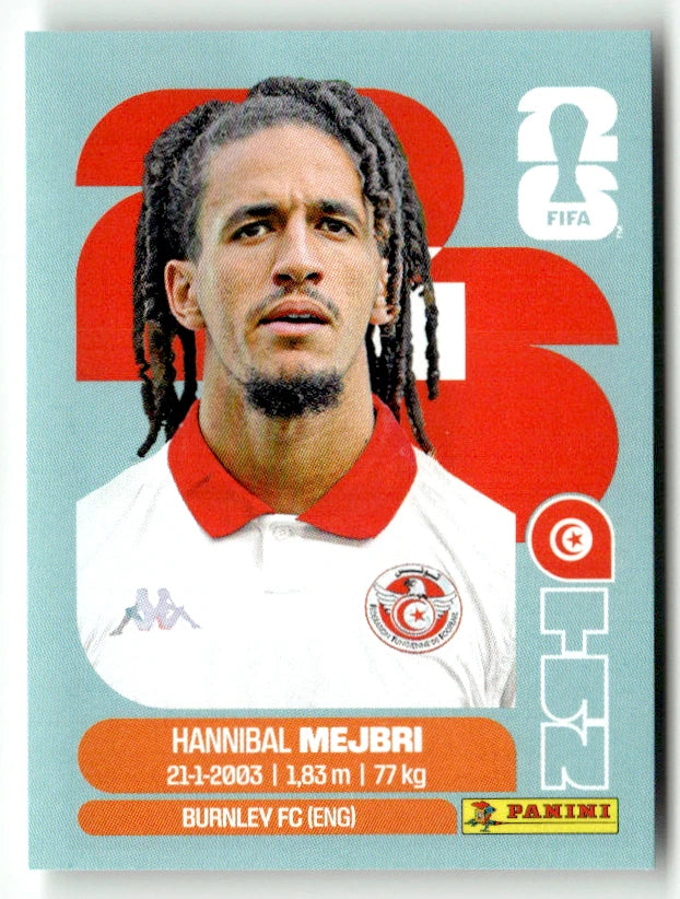 TUN 14 Hannibal Mejbri - Sticker autocollant Panini Coupe du Monde FIFA 2026 Tunisie - Pièce détachée