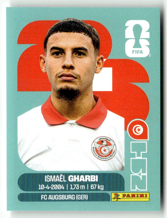 TUN 18 Ismael Gharbi  - Sticker autocollant Panini Coupe du Monde FIFA 2026 Tunisie - Pièce détachée