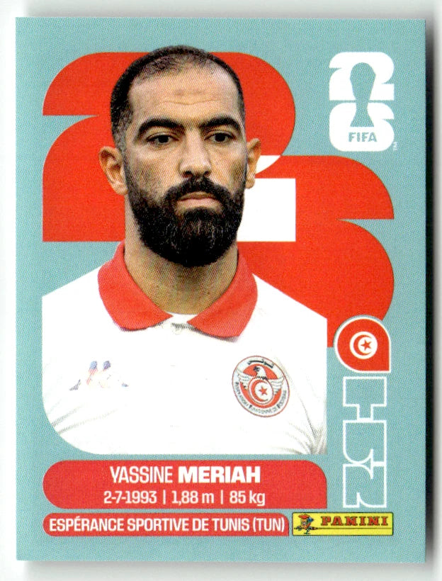 TUN 6 Yassine Meriah - Sticker autocollant Panini Coupe du Monde FIFA 2026 Tunisie - Pièce détachée