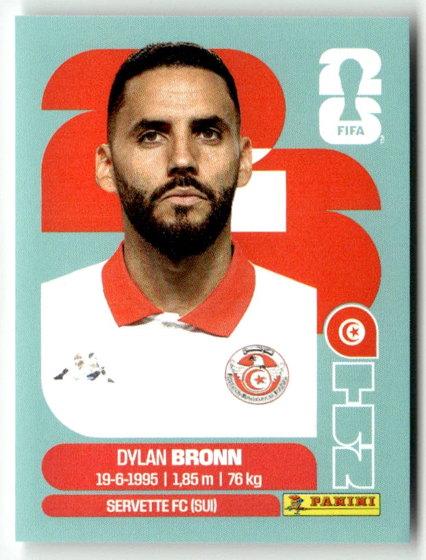 TUN 8 Dylan Bronn - Sticker autocollant Panini Coupe du Monde FIFA 2026 Tunisie - Pièce détachée