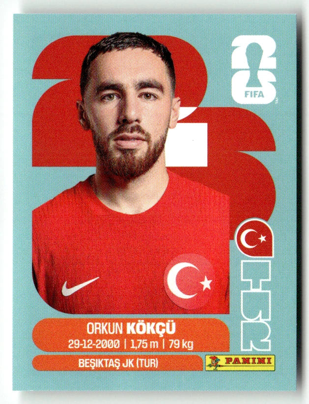 TUR 12 Orkun Kökcü - Sticker autocollant Panini Coupe du Monde FIFA 2026 Turquie - Pièce détachée