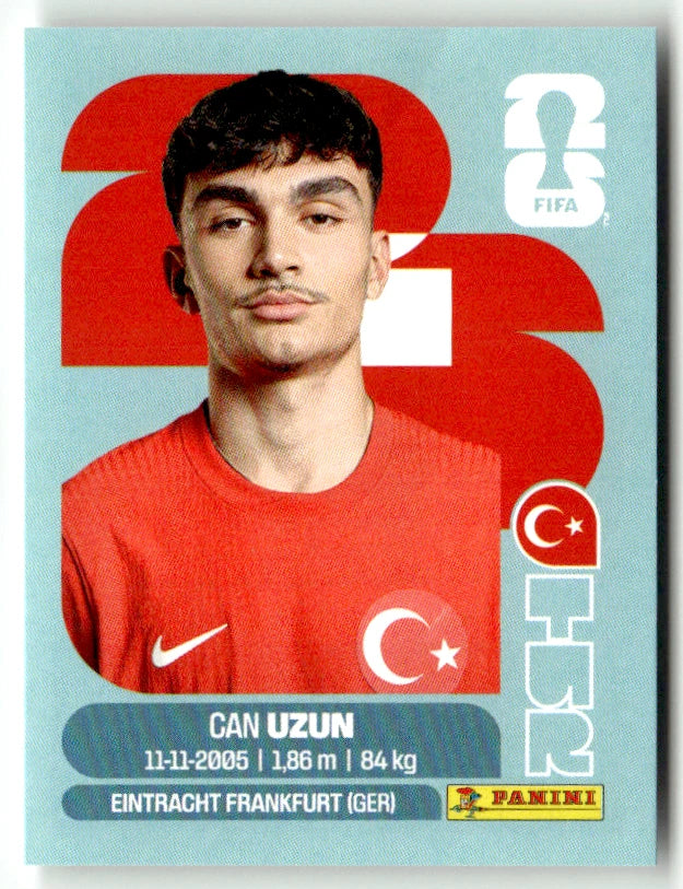 TUR 17 Can Uzun - Sticker autocollant Panini Coupe du Monde FIFA 2026 Turquie - Pièce détachée