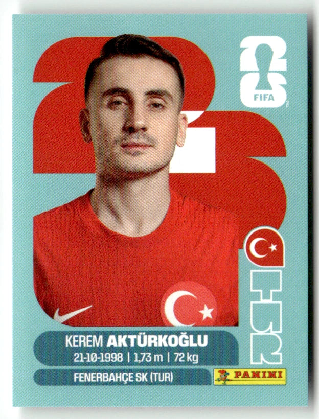TUR 19 Kerem Aktürkoglu - Sticker autocollant Panini Coupe du Monde FIFA 2026 Turquie - Pièce détachée