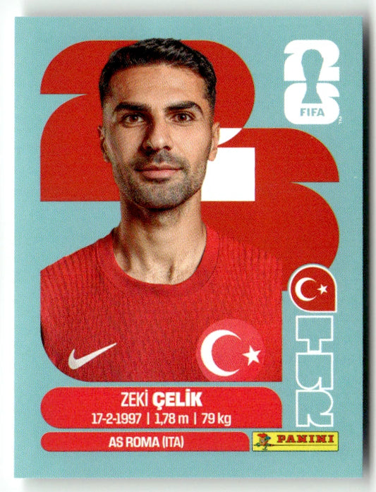 TUR 4 Zeki Celik - Sticker autocollant Panini Coupe du Monde FIFA 2026 Turquie - Pièce détachée